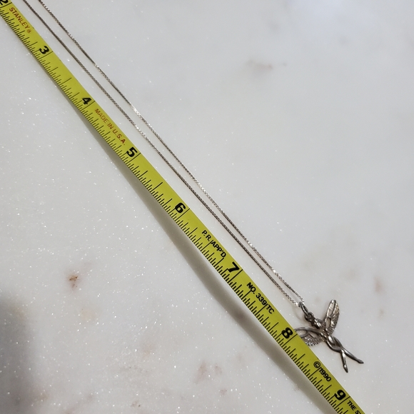 Y2K 925 Solid Sterling Silver Fairy Pendant Sterling Box Chain Women's Jewelry - Picture 4 of 8